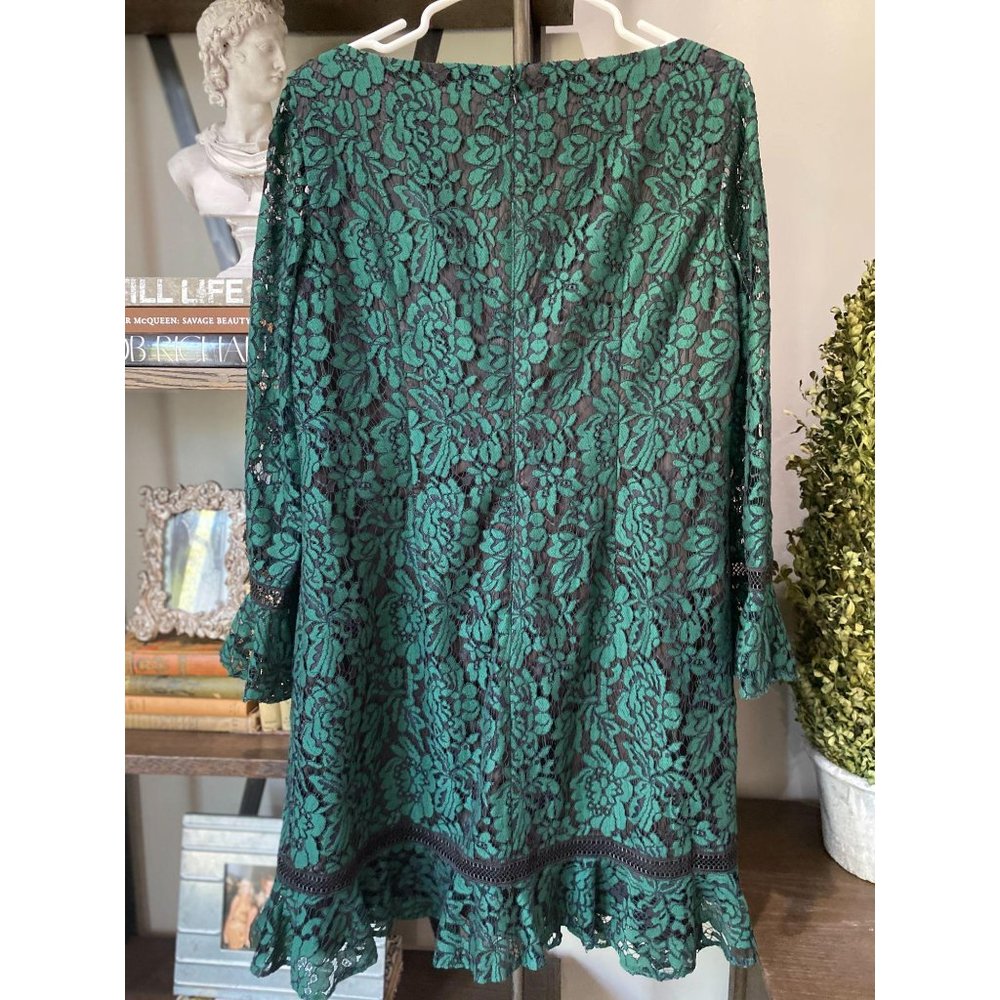 Eliza J Bell Sleeve Lace Shift Dress Green 14 - Picture 6 of 10